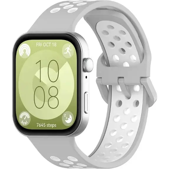 Ремешок DK для Huawei Watch Fit 3 Silicone Sport Band Nike (017791) (grey / white) - фото 2