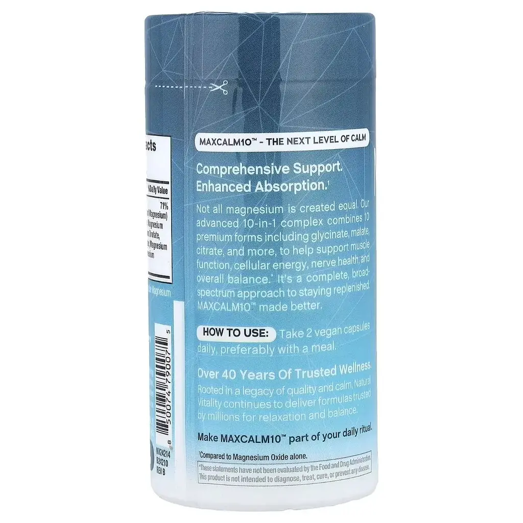 Комплекс магнію Natural Vitality CALM MaxCalm10 300 мг 90 веганських капсул - фото 3