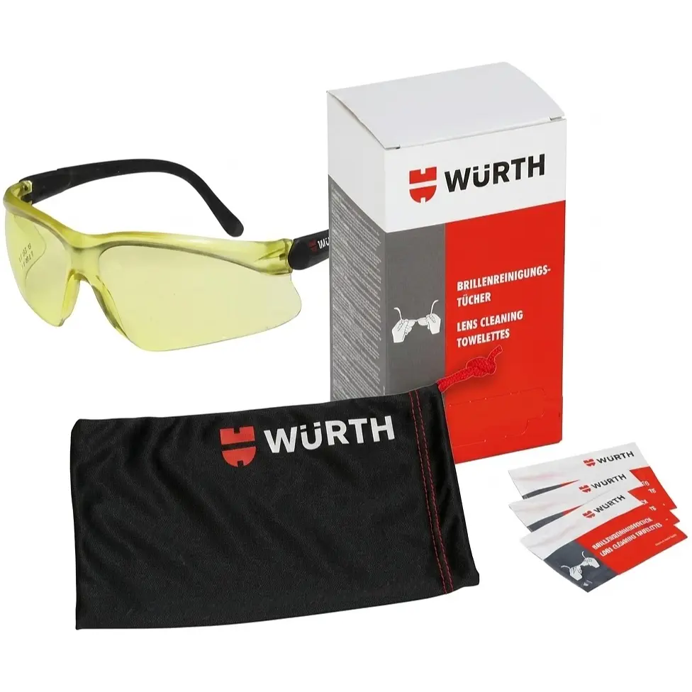 Набір захисних окулярів Wurth Premium AS/NZS1337-PC жовті з чохлом та серветками (K0899103112-2)