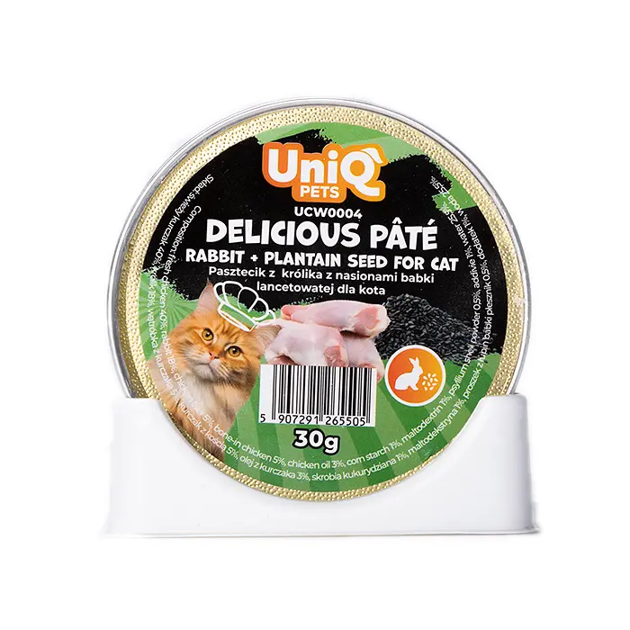 Смачний паштет UNIQ PETS CAT WET FOOD ROYAL RABBIT з кролика та насіння подорожника, 30 г - фото 4