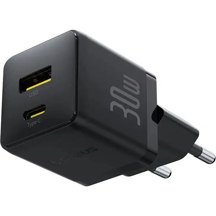Мережевий зарядний пристрій Baseus Palm C+U 30W EU USB-C to USB-C cable black (P1011160A113-01) - фото 3