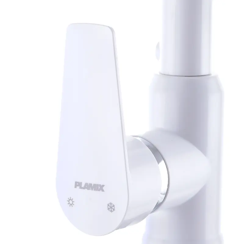 Змішувач для кухні Plamix Mario-017 з підведенням white PM0608, Білий - фото 3