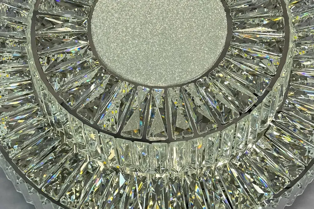 Розкішна стельова LED люстра кришталева для вітальні Linisoln 9898-600 срібло 60 см 160W - фото 4