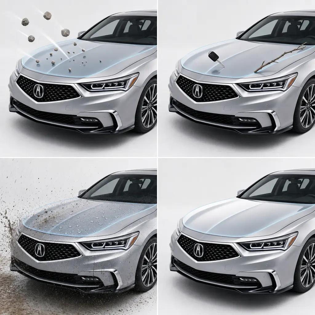 Антигравійна захисна бронеплівка за лекалами для Acura RLX I facelift 2018-2020 - повний кузов - фото 3