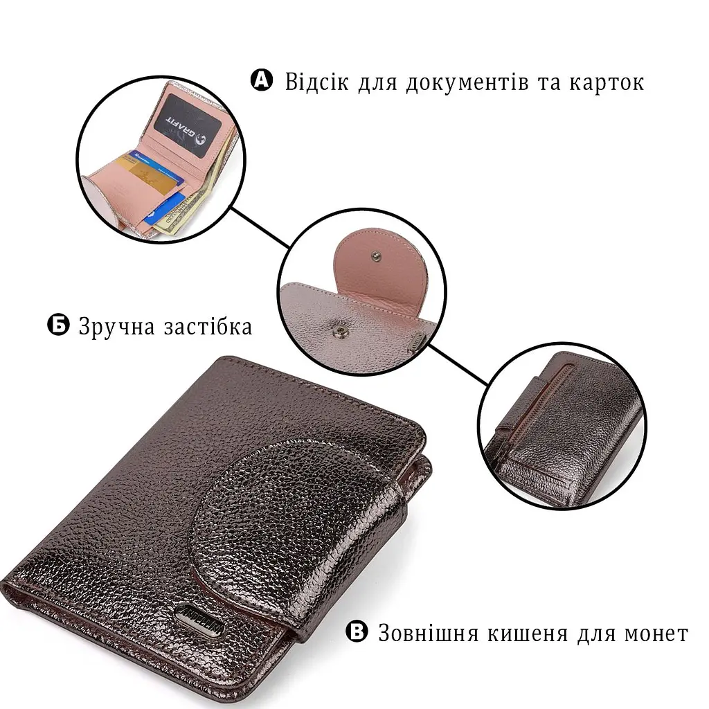 Яскраве жіноче портмоне середнього розміру з натуральної шкіри Canpellini 21806 золотисте - фото 4