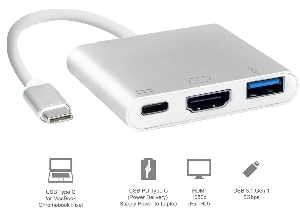 Док-станція USB3.1 Type-C --> HDMI/USB3.0/Type-C (F), кабель 0.1м, OEM - фото 5