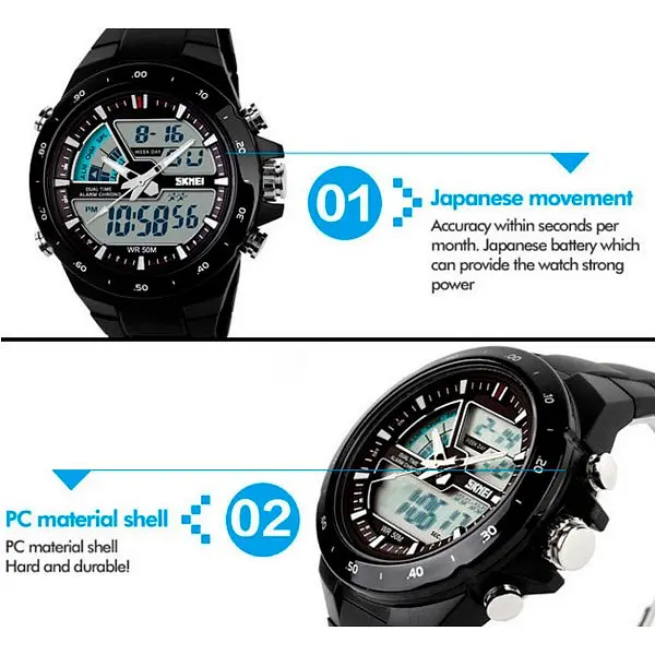 Чоловічий годинник Skmei 1016 Shark Black - фото 4