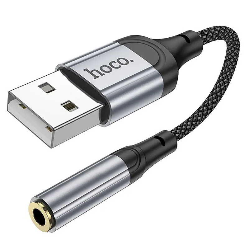 Переходник Hoco LS36 Fresh USB to 3,5 AUX Черный - фото 2