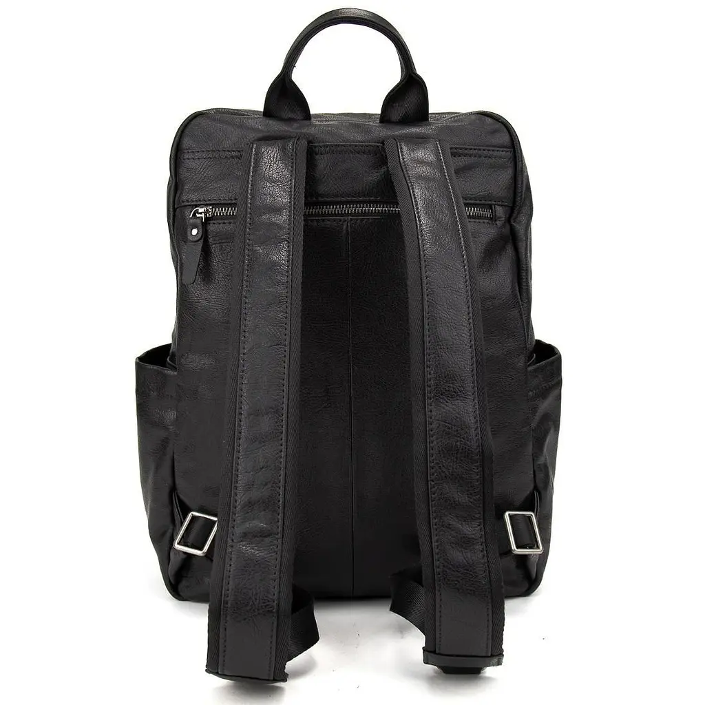Чоловічий шкіряний рюкзак чорний Tiding Bag 2086A чорний - фото 6
