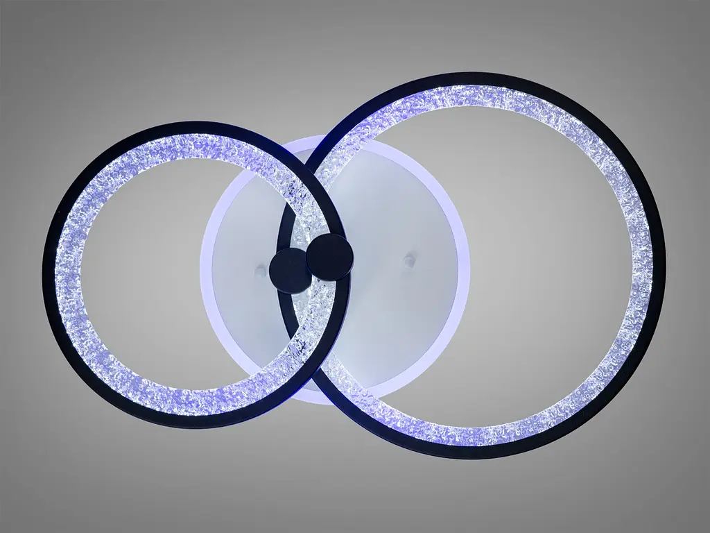 Стельова LED-люстра Diasha 8180/2BK 3color з пультом і димером, чорна, 55 W, 3025 lm, круглі акрилові LED-кільця 53x33 см - фото 3