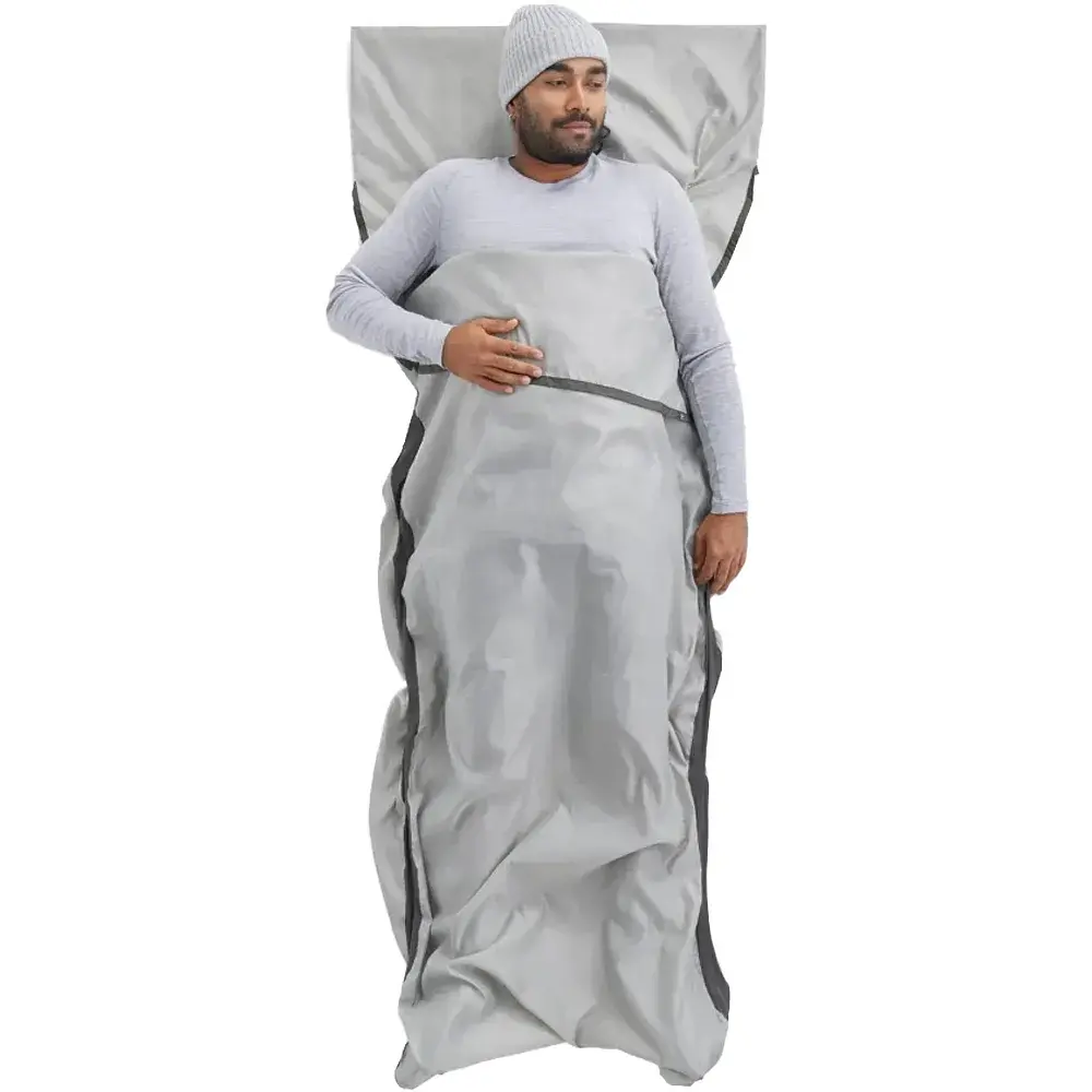Вкладиш в спальник Sea To Summit Silk Blend Sleeping Bag Liner Rectangular w/ Pillow Sleeve Grey - фото 2