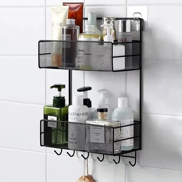 Полиця настінна Stenson TD01335-L 36x15x44.5 см 2 яруси чорна (25587) - фото 6