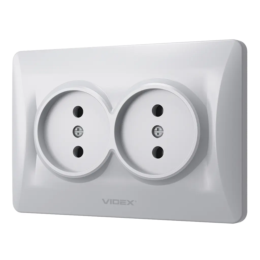 Розетка подвійна срібний шовк VIDEX BINERA VIDEX (24901-000) - фото 3