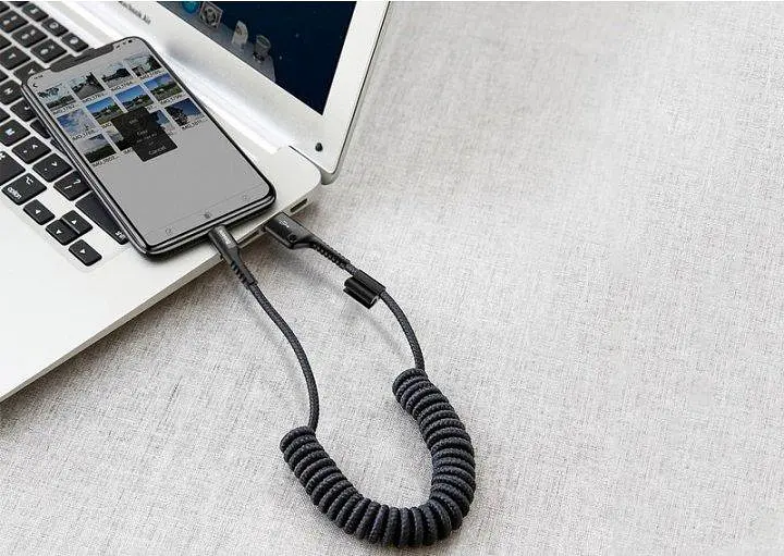 Кабель Baseus Fish Eye Spring Cable USB to Lightning 2A 1m CALSR-01 Black - фото 6