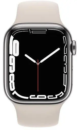 Смарт-годинник Apple Watch Series 7 GPS + Cellular 45mm Silver Stainless Steel with Starlight Sport Band [MKJD3] [62622] - фото 2