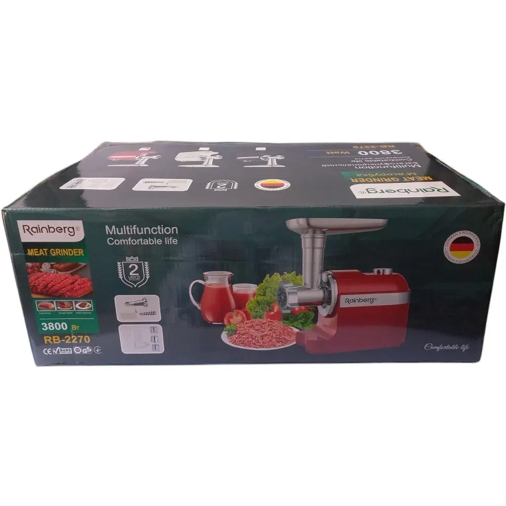 Електрична м'ясорубка Rainberg RB-2270 з високою продуктивністю до 3 кг/хв, низьким рівнем шуму і реверсом (44384-RB-2270_1991) - фото 7