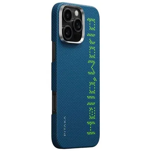 Карбоновий чохол, що світиться Pitaka x Aries Tactile Woven Case Hello World для iPhone 16 Pro (KI1602HWT) - фото 2