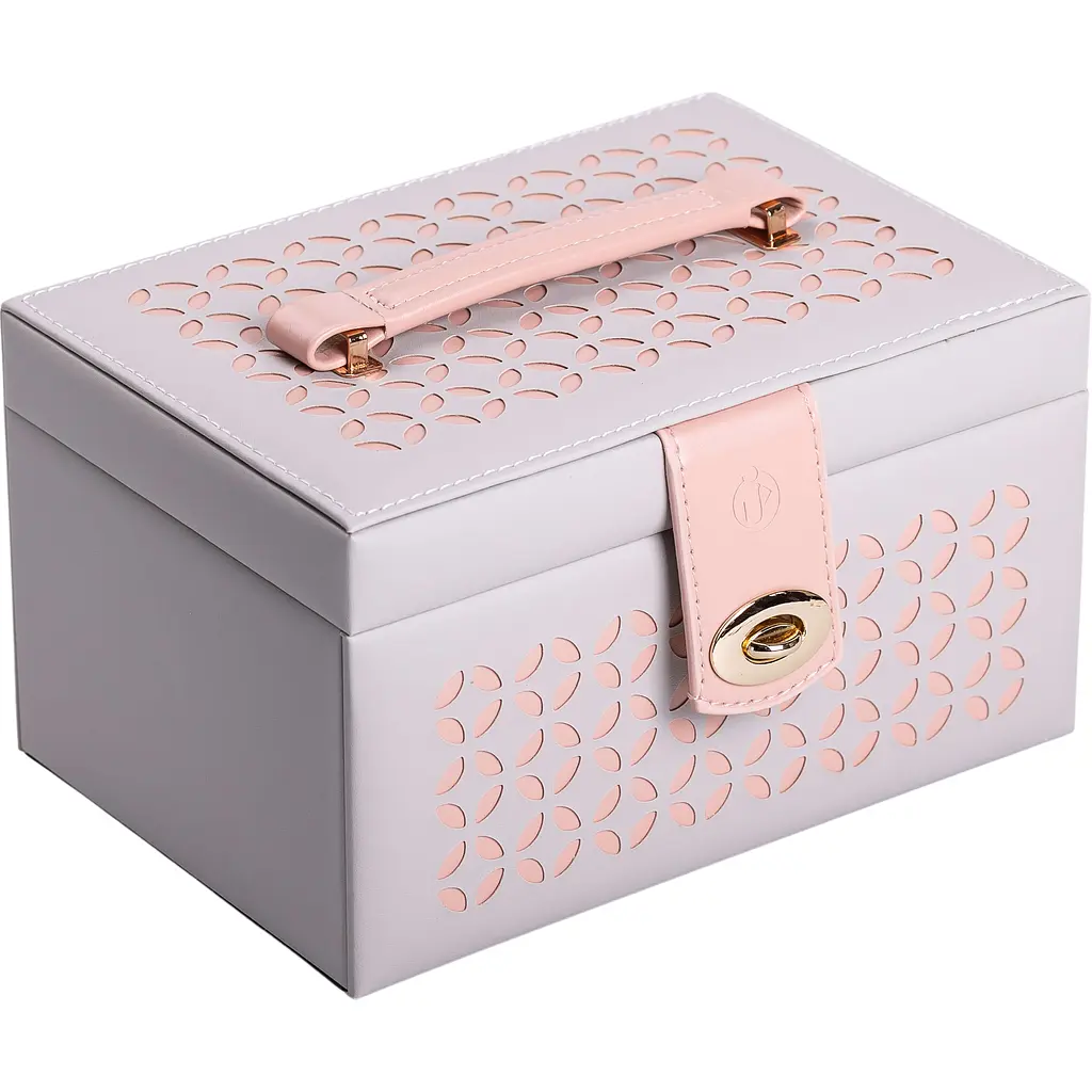 Кейс-скринька для прикрас Yiwu на кнопці 22.5x15.5x13 см сірий HP-5-17G - фото 7