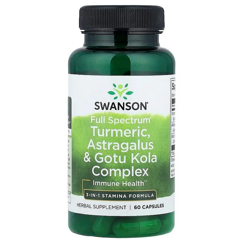 Трав’яний комплекс Swanson Turmeric, Astragalus & Gotu Kola Full Spectrum, 60 капсул
