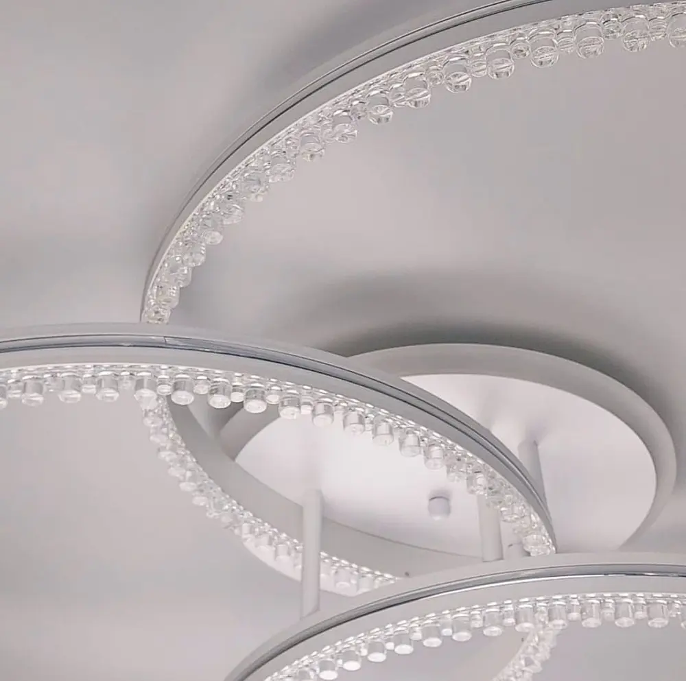 LED світильник білий на 3 кільця з хромованою смужкою d50 см | Line F | Арт. A55063/3A RGB WT+CH - фото 4