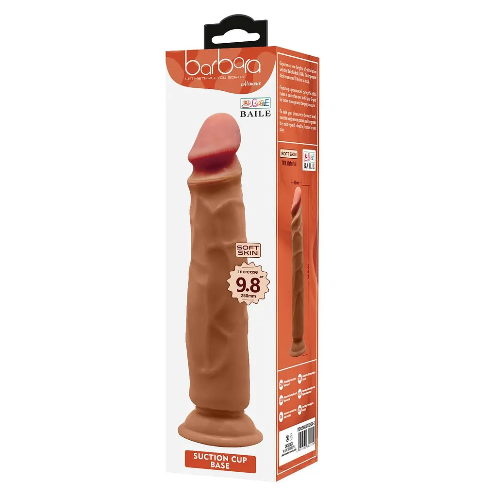 Фалоімітатор Baile Barbara Soft Skin 9.8", 25 см (коричневий) - фото 11