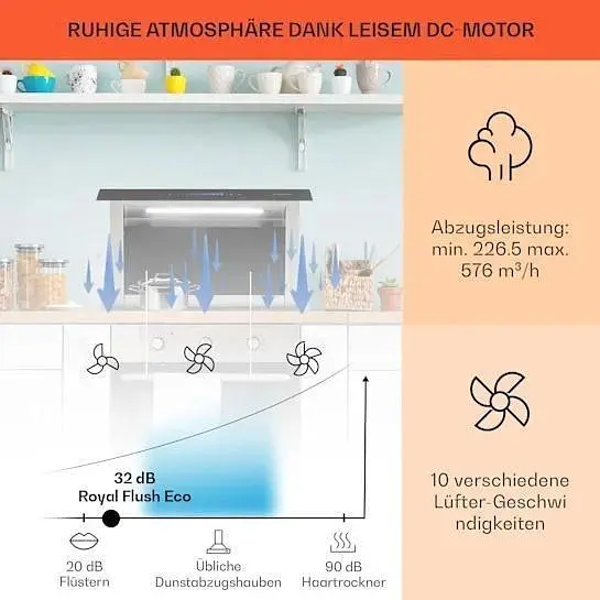 Вытяжка Klarstein Royal Flush Eco 60 см 576 м³ (10032863) - фото 3
