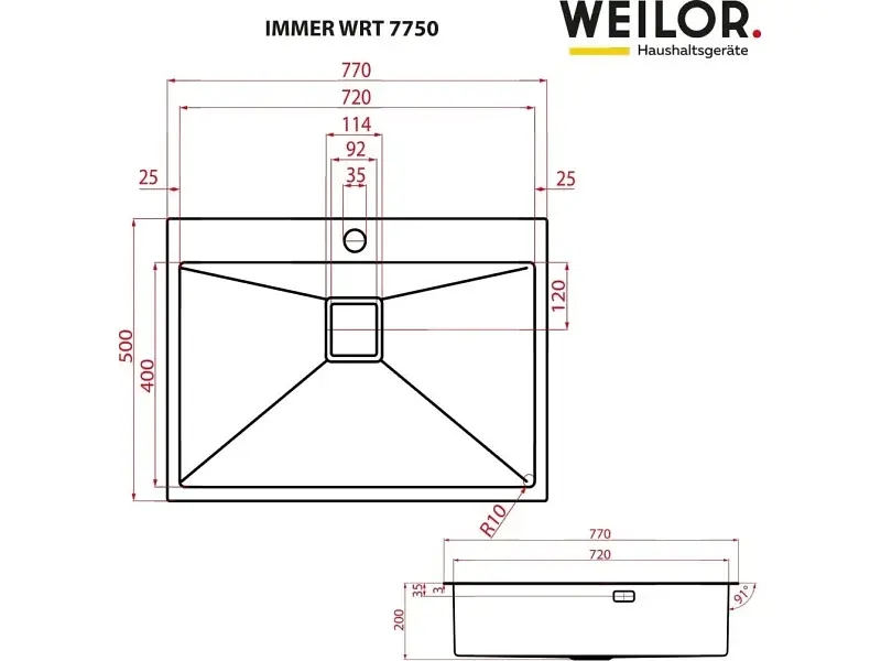 Кухонна мийка Weilor Immer WRT 7750 - фото 2