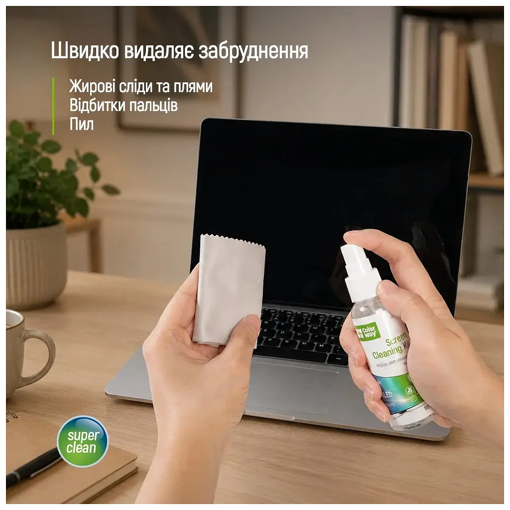 Спрей для очищення ColorWay Screens Cleaning Kit TV/OLED/LED/LCD 60ML + Microfibre (CW-2615) - фото 7