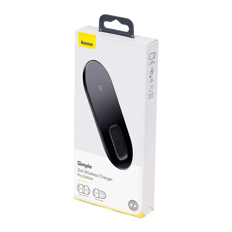 Зарядное беспроводное двойное BASEUS Simple 2in1 Wireless Charger Pro Edition для iPhone + Pod (WXJK-C01) - фото 8