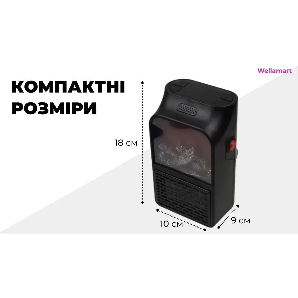 Тепловентилятор Supretto Електрокамін з пультом керування чорний (5636) - фото 11