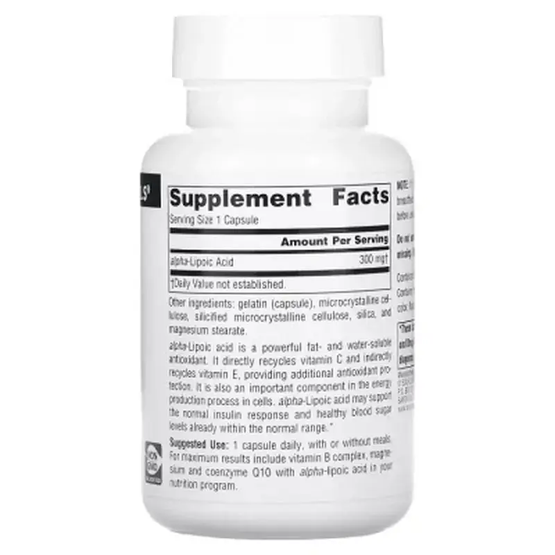 Антиоксидант Source Naturals Альфа-ліпоєва кислота, 300 мг, Alpha Lipoic Acid, 60 капсул (SNS-01764) - фото 2