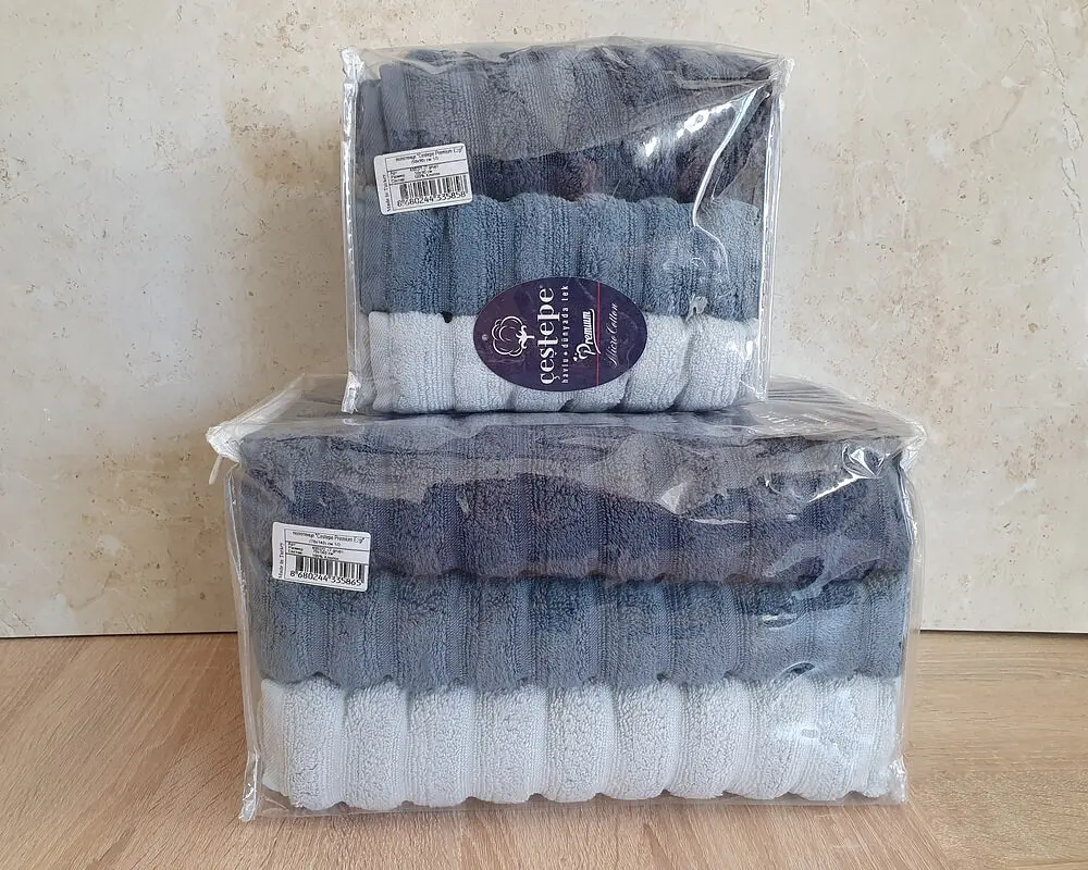 Набір турецьких махрових рушників Cestepe MicroCotton Premium 3 штуки 50x90 + 3 штуки 70х140 Ezgi 7 щільність 600 г/м2 - фото 7