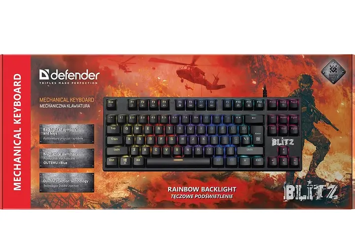 Провідна клавіатура Defender Blitz GK-240L EN Rainbow RGB-підсвічування та постачання - фото 9