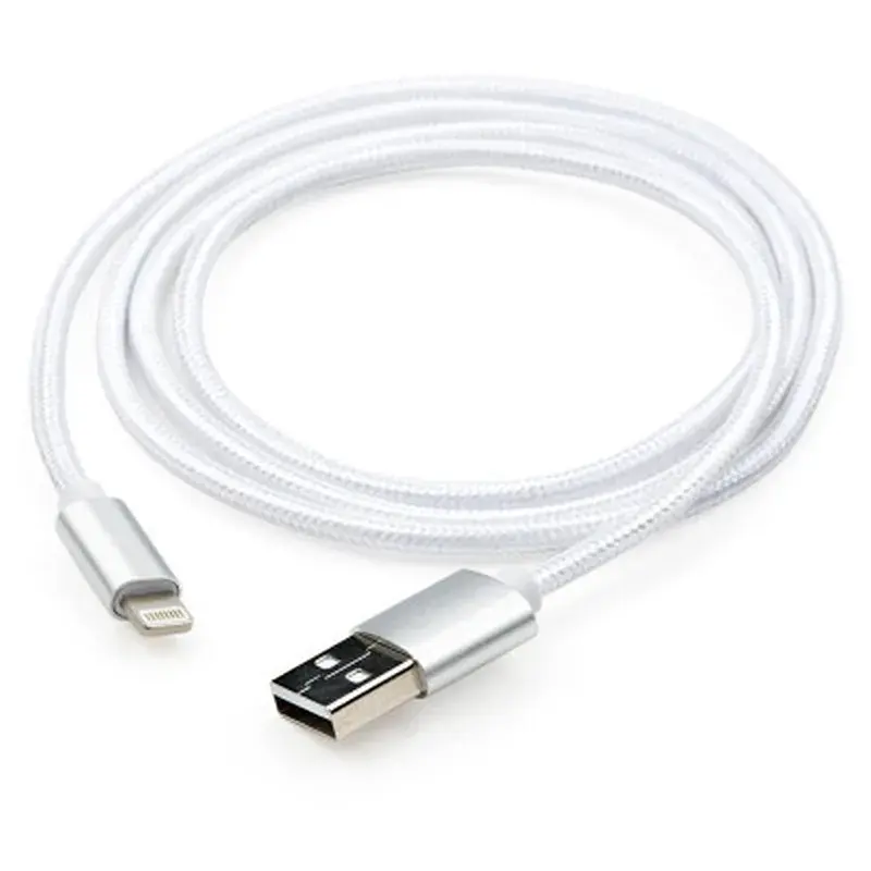 Дата кабель USB 2.0 AM to Lightning 1m nylon silver Vinga (VCPDCLNB1S) - фото 6