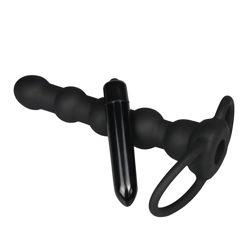 Насадка для подвійного проникнення - Anal Indulgence Collection Vibrating Rock Balled Double Prober - фото 6