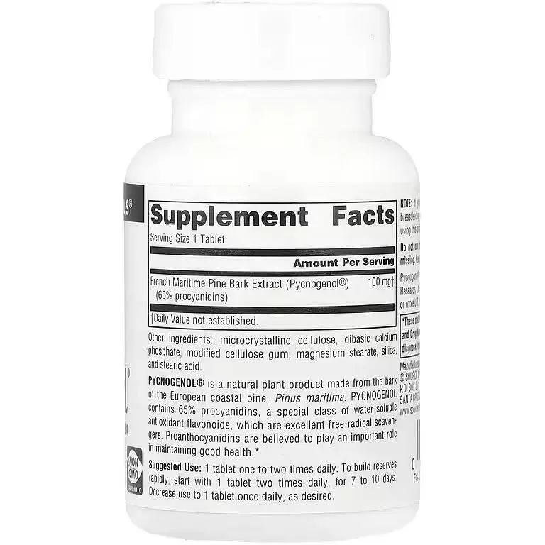 Екстракт соснової кори Source Naturals Pycnogenol 100 мг 60 таблеток - фото 2