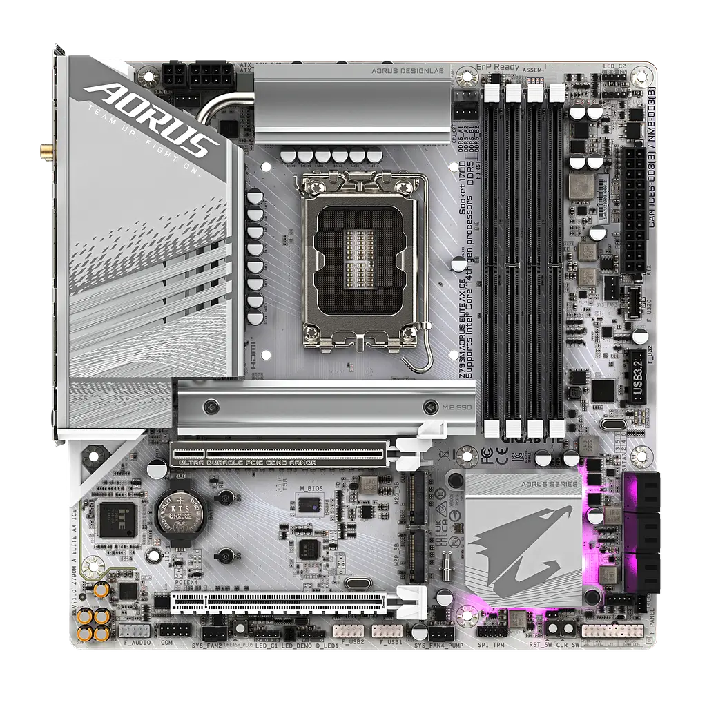 Материнська плата Gigabyte Z790M Aorus Elite AX Ice LGA 1700 (Z790M A ELITE AX ICE) Б/В - фото 2