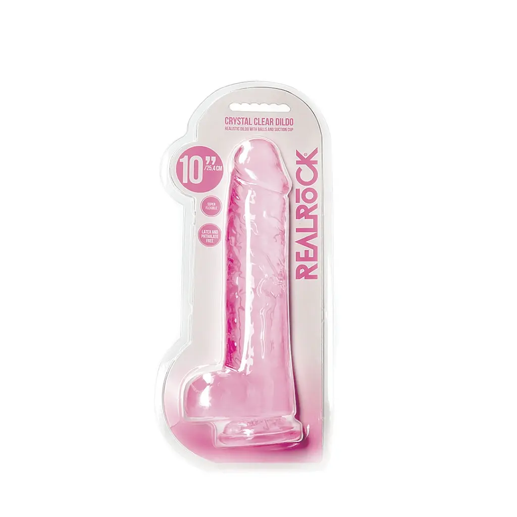 Фалоімітатор RealRock Realistic Dildo with Balls 10", 28 см (рожевий) - фото 6