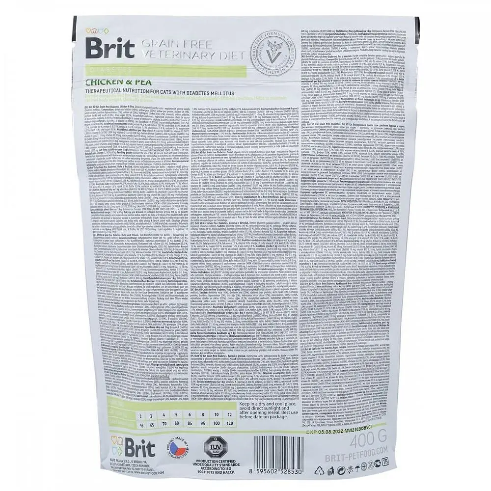 Сухий корм Brit GF Veterinary Diets Cat Diabets 0.4 кг лікувальний корм для котів (контроль за рівнем глюкози) - фото 5