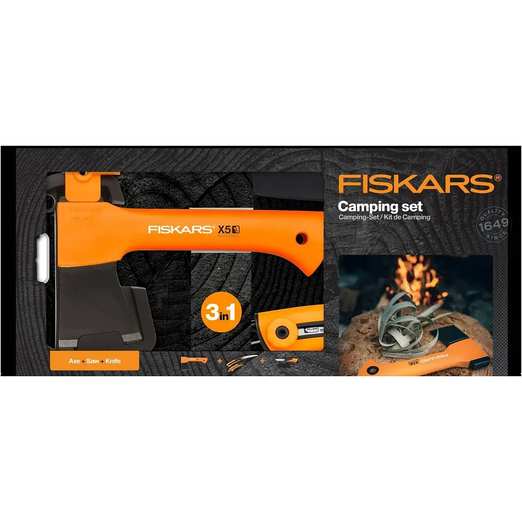 Подарунковий набір: Сокира Fiskars XXS X5 + Ніж Fiskars Pro Universal + Пила Fiskars SW73 (1057912) - фото 2