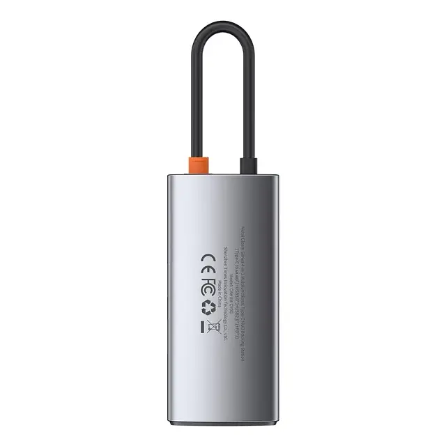 USB-хаб Baseus Metal Gleam Series 4-in-1 Multifunctional Type-C HUB Docking Station Gray（Type-C to HDMI*1+USB3.0*1+USB2.0*1+PD*1） (CAHUB-CY0G) - фото 4