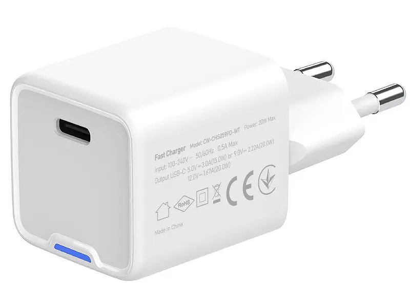 Мережевий зарядний пристрій ColorWay GaN Mini 20 W White (CW-CHS059PD-WT) - фото 2