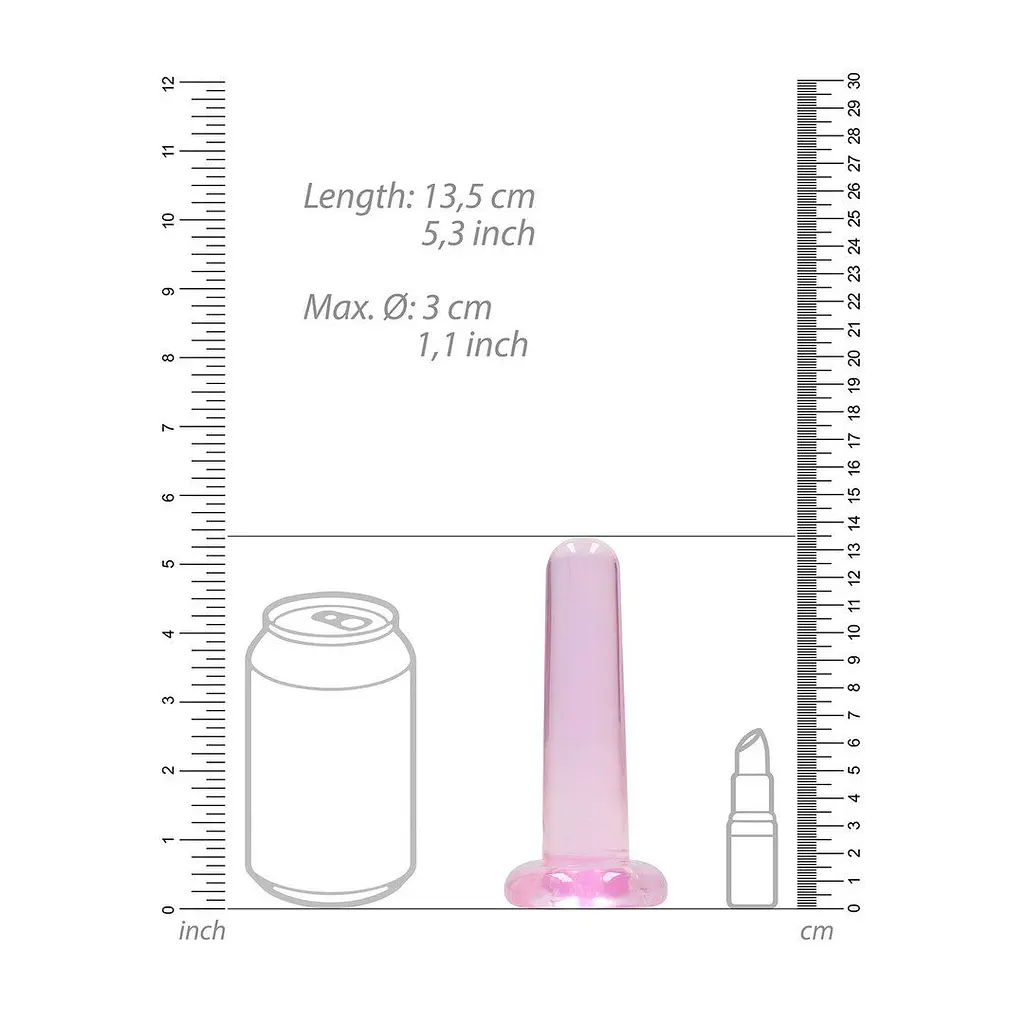Фалоімітатор Realrock Crystal Clear Dildo 5.3", 13.5 см (рожевий) - фото 3