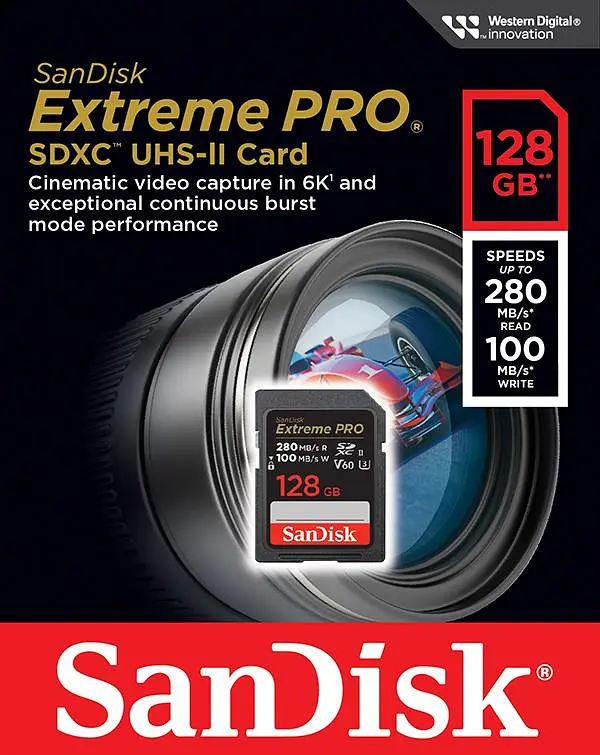 SanDisk Карта памяти SD 128GB C10 UHS-II U3 ​​R280/W100MB/s Extreme Pro V60 - фото 9