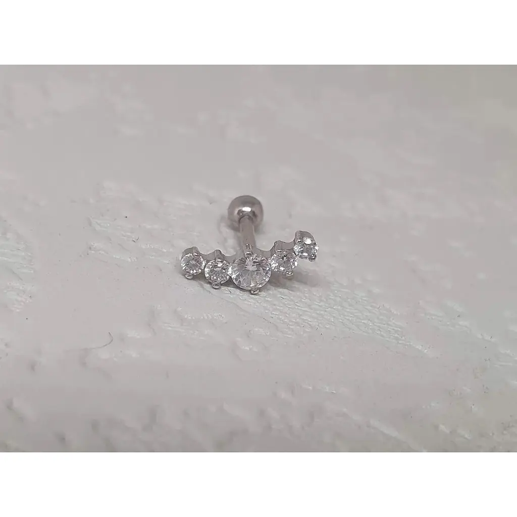 Серебряная серьга для пирсинга хеликса Ирий с фианитами. 40001ШТ - фото 2