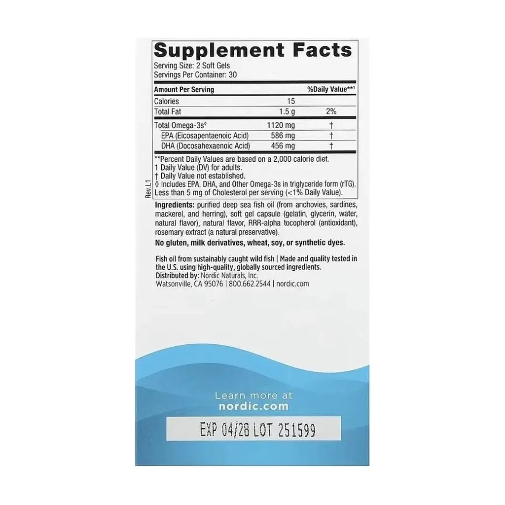 Вітамінно-мінеральний комплекс Nordic Naturals Риб'ячий Жир, Омега-3, 1120 мг на порцію, смак полуниці, Ultimate Om (NOR-06100) - фото 2