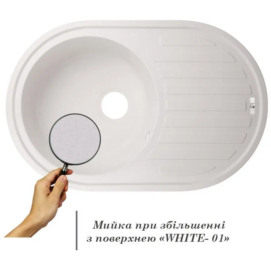 Кухонна мийка Lidz 780x500/200 WHI-01 біла (LIDZWHI10780500200) - фото 3