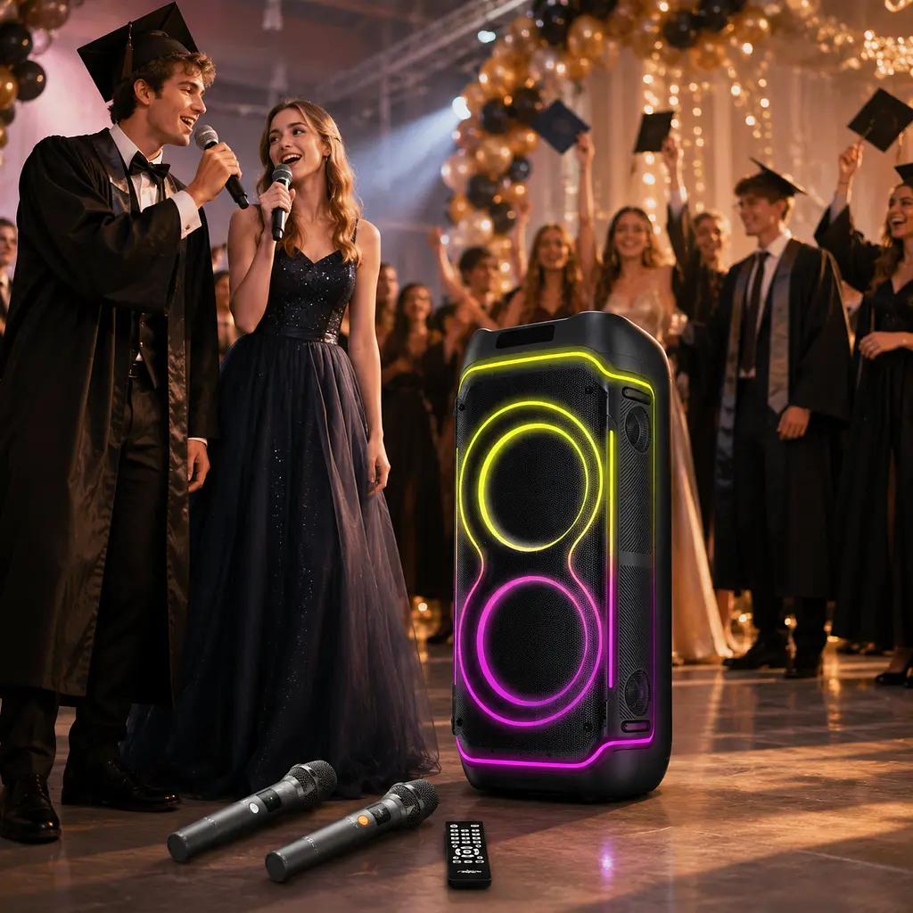 Портативна акустика ZXX-5540 100 Вт / Портативна колонка акумуляторна USB / TWS / TF / FM / BT / Переносна колонка з 2 мікрофонами та пультом ДУ - фото 3