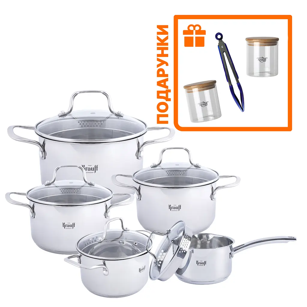 Набір каструль з ковшем Cook&Joy + кухонні щипці та ємності для сипучих - фото 10