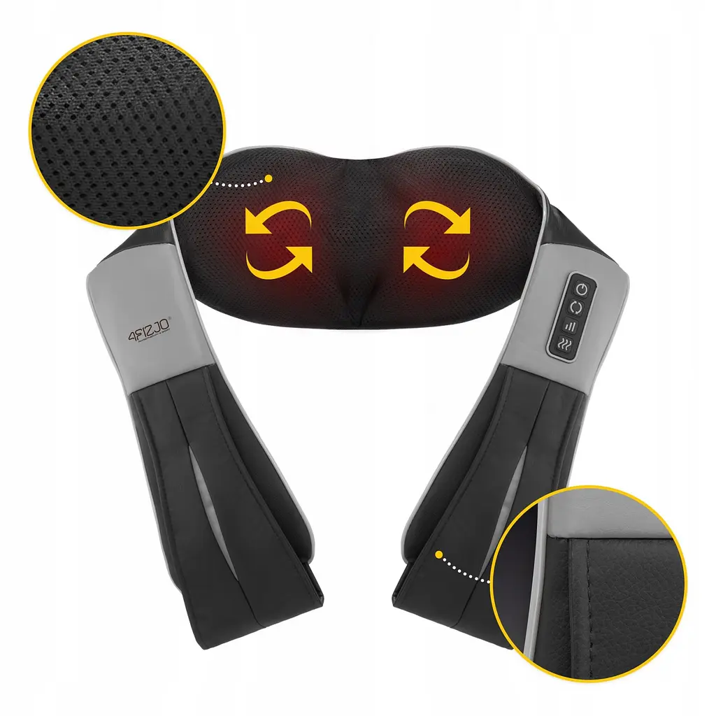 Накидка-масажер 4FIZJO Shiatsu Ultra+ для шиї та спини, акумуляторна 4FJ0611 Black/Grey (P-5907739319098) - фото 3